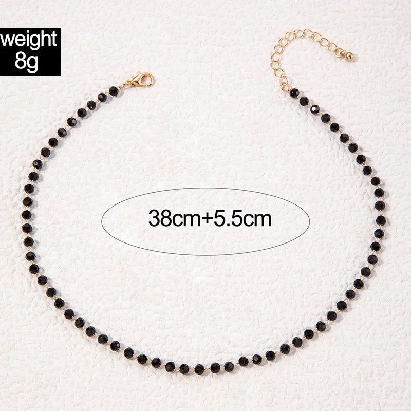 Tocona Single Vintage Black Beading Choker Necklace for Women Men Simple Party Alloy Metal Ajustable Jewelry Collar чокер 24589 KOAKON
