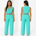 Deep V Neck Slim Jumpsuit (with Belt) KOAKON