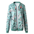Floral Print Zipper Casual Jacket Women 2023 Spring Summer Long Sleeve Loose Bomber Jacket Coat O Neck Fashion Tops Outerwear KOAKON