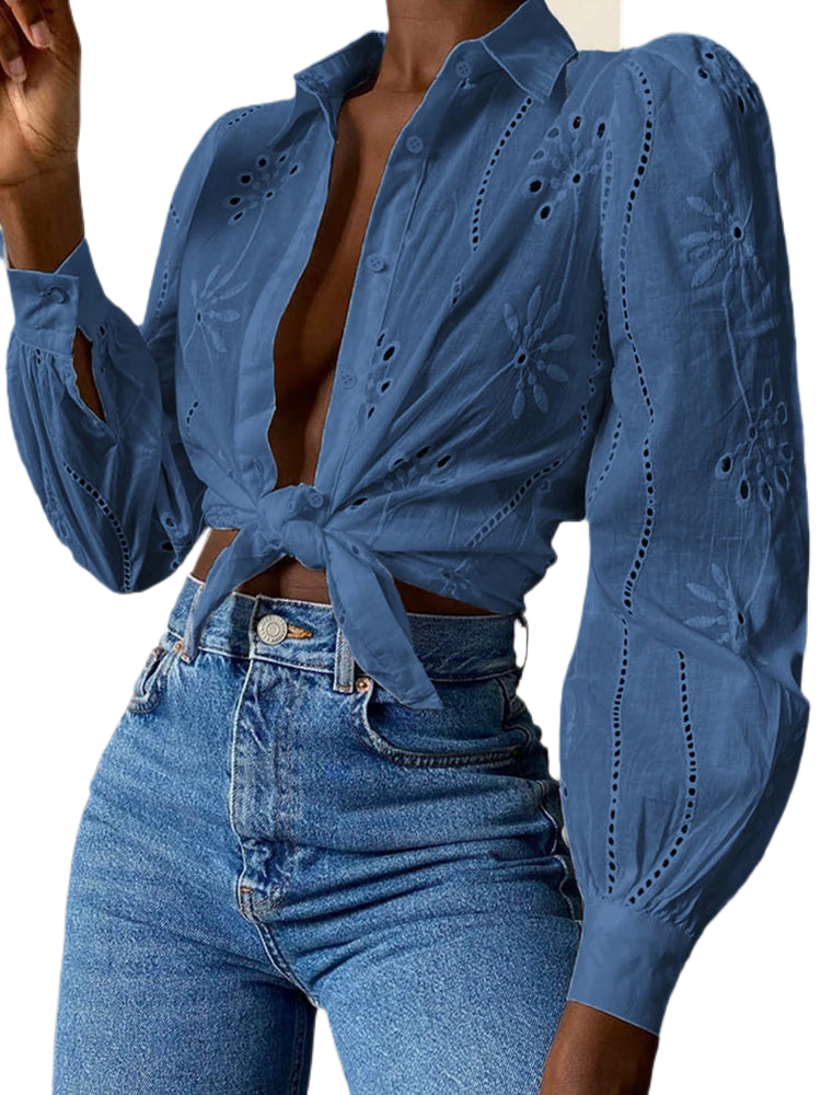 Floral Hollow Out Blouse KOAKON