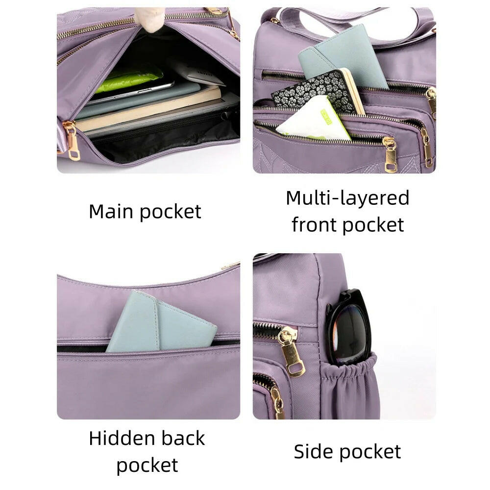 Womens Crossbody Bag Nylon Lightweight Shoulder Bag Casual Handbag Purse for Women, Black