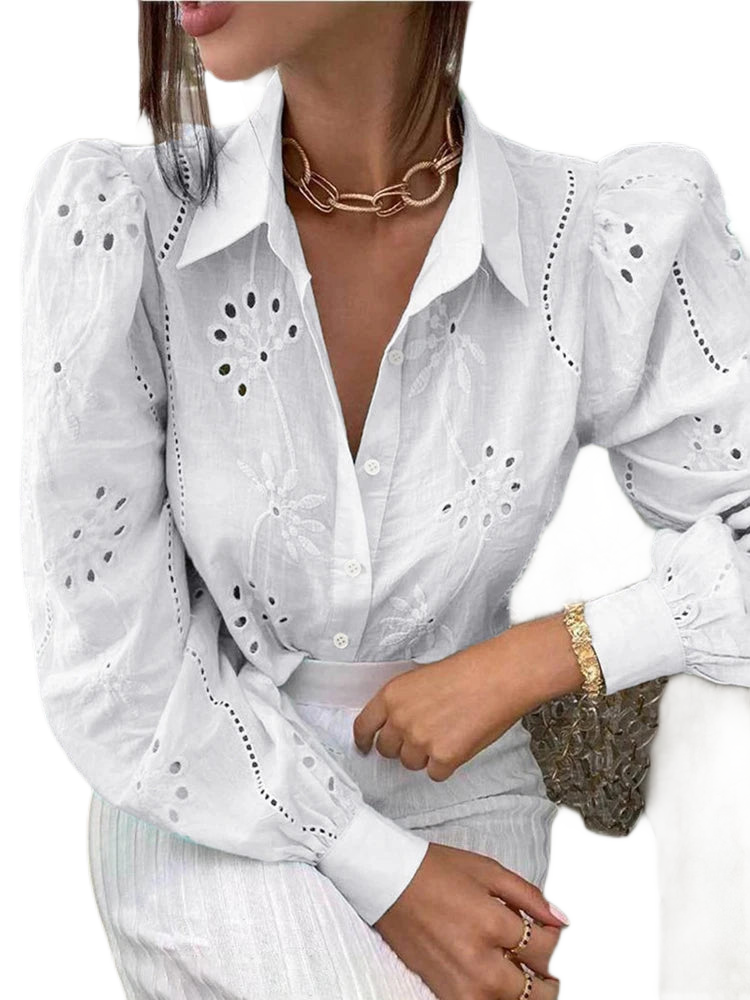Floral Hollow Out Blouse KOAKON