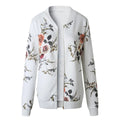 Floral Print Zipper Casual Jacket Women 2023 Spring Summer Long Sleeve Loose Bomber Jacket Coat O Neck Fashion Tops Outerwear KOAKON